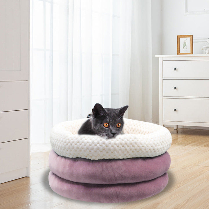 The Ultimate Comfort for Your Furry Friend: Semi-closed Round Ice Velvet Pet Bed