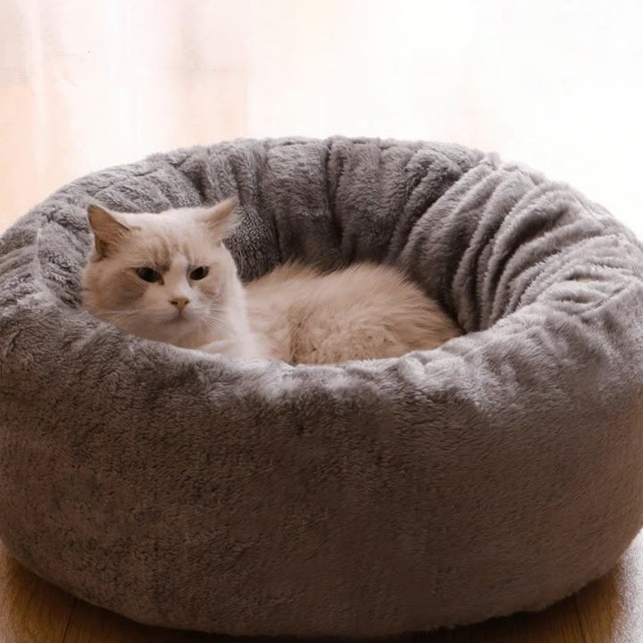 Pet Dog Bed Plush Donut Round Kennel