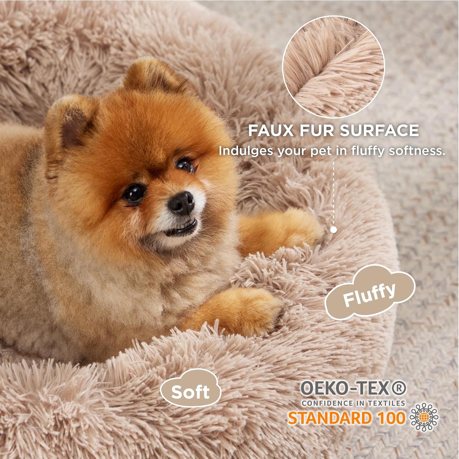 Non-slip Round Fluffy Plush Pet Bed