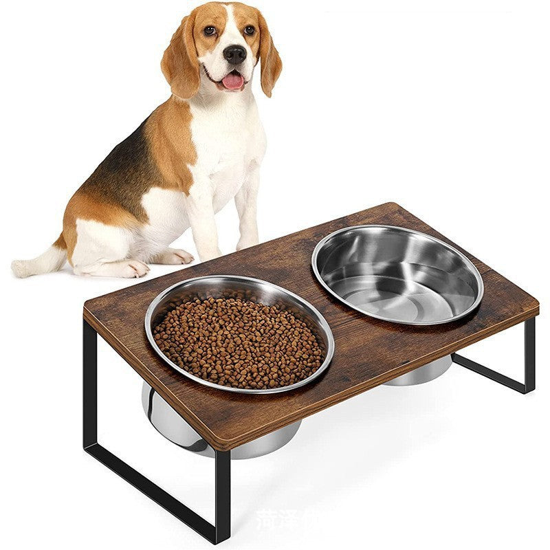 Log Pet Feeding Iron Wood Combined Rack